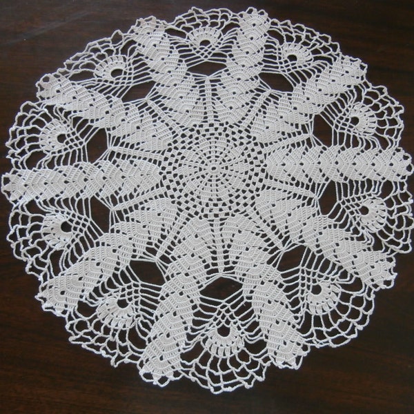 Large Pink Crochet Grain Pattern Doily, Lace Cotton Round Tabel mat, Farmhouse Rstic Home Decor