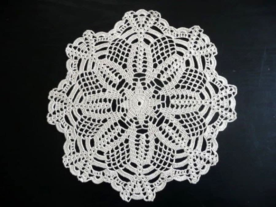 Vintage Crochet Lace Doily White Cotton 11" Round 