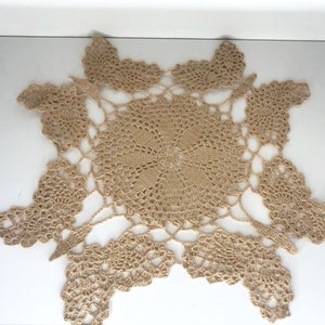 Tapete de ganchillo cuadrado con mariposas de color marrón azúcar, tapete de encaje vintage, mantel individual de algodón, 13 pulgadas