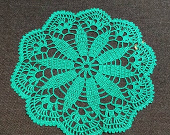 Mint Green Crochet Cotton Doily, Farmhouse Table Decor (8 inches)