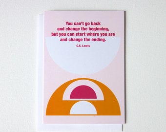 Geo New Beginnings Card, CS Lewis Quote Starting Over Gift, New Journey Card - 170C