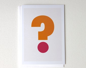 Modern Typography Punctuation Mark Greeting Card, Question Mark - 185C