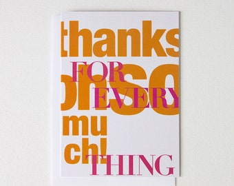 Thank You Card, Modern Typography Appreciation Card - 195C