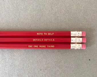 Red Quote Pencils, Gold Foil Pencil Set Back To School Supplies, Stocking Stuffer