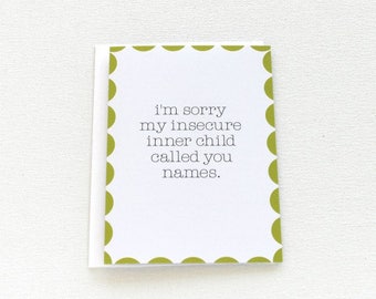 Chartreuse Trim Sorry Card, Funny Apology Card, I'm Sorry Card, Relationship Card - 141C