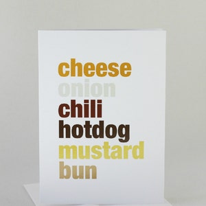 Food Card, Cincinnati Chili Dog Typography Card 162C image 4