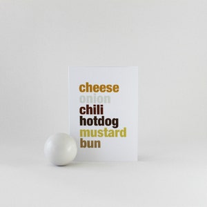 Food Card, Cincinnati Chili Dog Typography Card 162C image 1