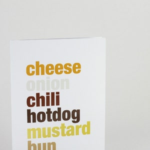 Food Card, Cincinnati Chili Dog Typography Card 162C image 2