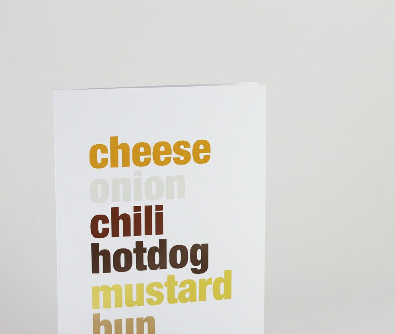 Food Card, Cincinnati Chili Dog Typography Card 162C image 2