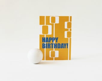 Mid Century Modern Birthday Card, Retro Style - 108C