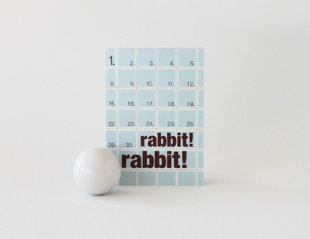 Rabbit Rabbit Good Luck Card, Lucky British Sayings, Best Wishes Card