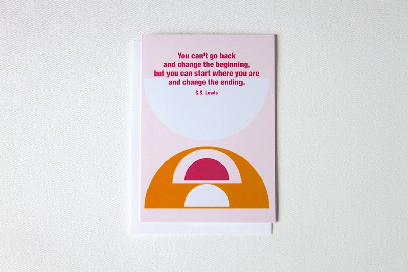 Geo New Beginnings Card, CS Lewis Quote Starting Over Gift, New Journey Card 170C image 1