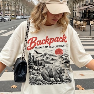 Champion Fat Bear-tröja, Katmai nationalpark-tröja, 89-ryggsäcks-tröja med fet björn, vintage-tröja med grizzlybjörn, Alaskas djurliv, nationalparkspresent