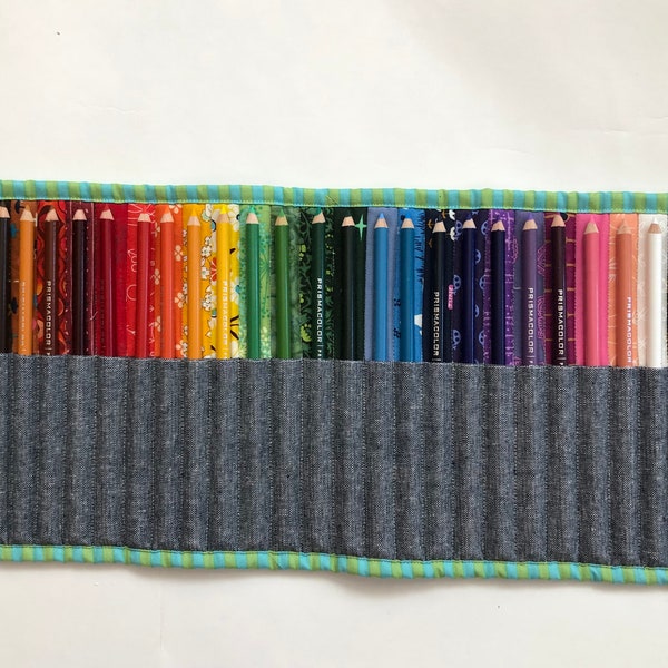 Rouleau d’artiste, Rouleau de crayon de couleur pour 24 crayons (ensemble de 24 Prismacolor-NON INCLUS), Rouleau de crayon en tissu, rouleau de couleur