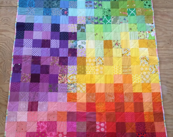 Patchwork Rainbow Quilt, Twin Size Quilt, Etsy