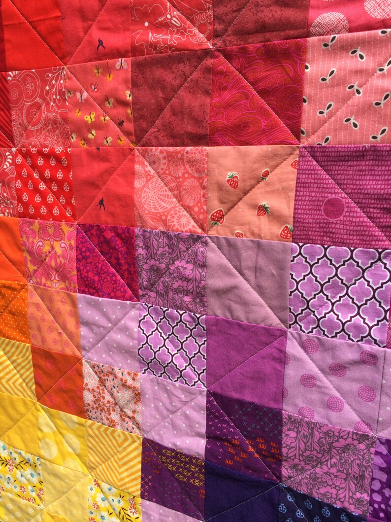 Lapsized Patchwork Quilt in Rainbow Colors Baby Rainbow Etsy