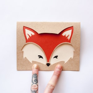 Fox Face Card: Hand Cut Card--Custom Message--All Occasion Card