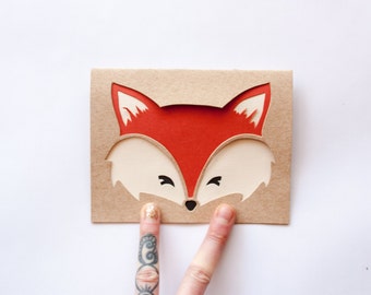Fox Face Card: Hand Cut Card--Custom Message--All Occasion Card