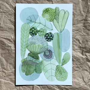 Original watercolor painting: mixed media abstract art