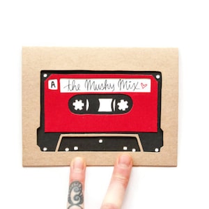 Valentine Card: Laser Cut Custom Mix Tape--Anniversary--Valentine&#39;s Day--custom color + message