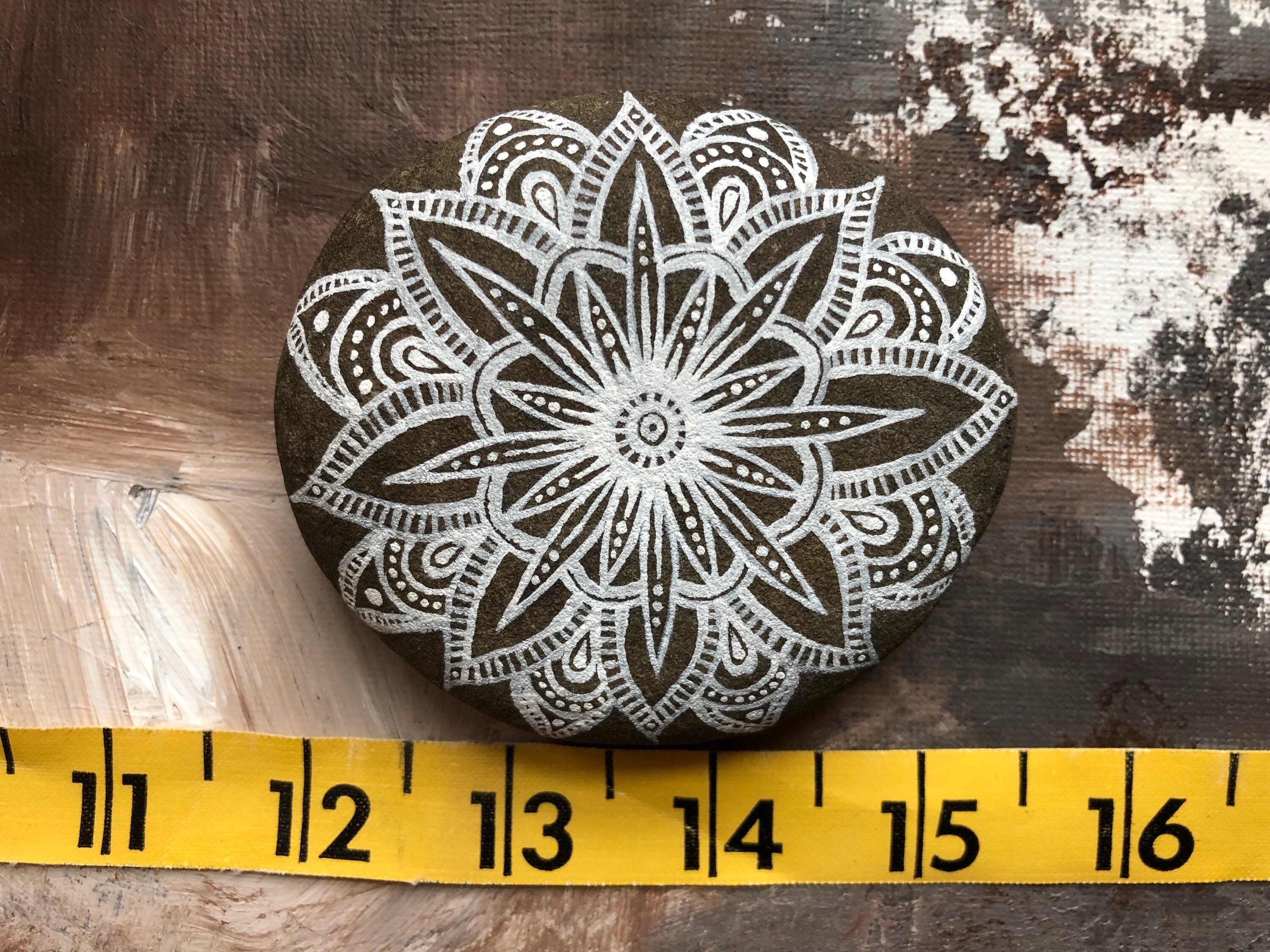 Large Hand Painted Rock: Mandala Stone for Meditaion, Bohemian Home ...
