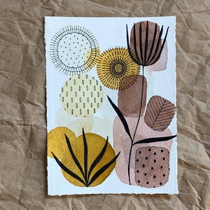Original Aquarellmalerei: abstrakte Mischtechnik Naturkunst