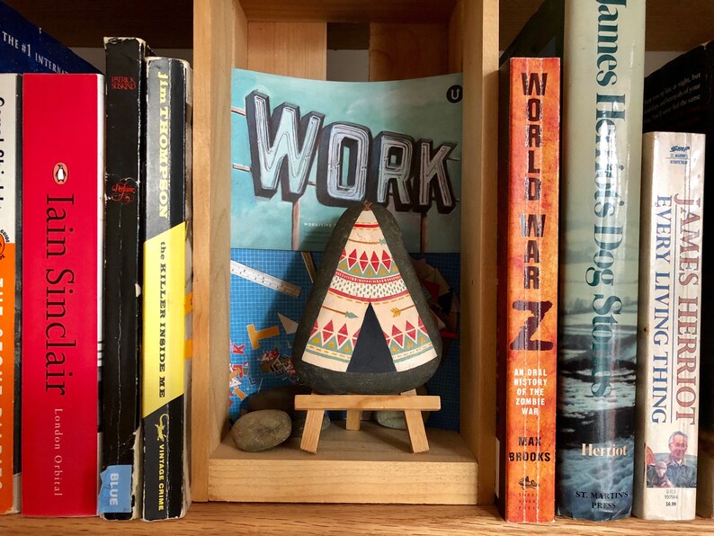 find your tribe Large Hand Painted Rock: Teepee painting nursery decor bohemian decor home decor