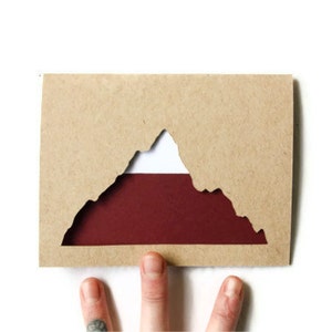 Laser Cut Card: MODERN MOUNTAIN TOP--custom color + message