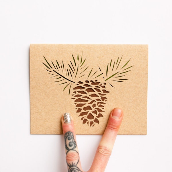 Winter Pine Cone Card: Laser Cut--Limber Pine--Colorado