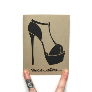 Funny Valentine Card: &quot;Nice shoes&quot; laser cut card--ADULT CONTENT--Valentine&#39;s Day Card