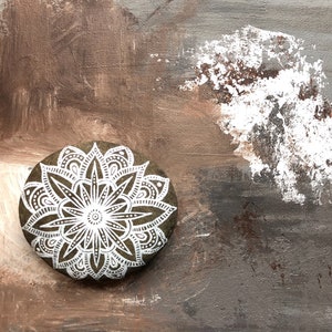 Large Hand Painted Rock: Mandala Stone for meditaion, bohemian home decor