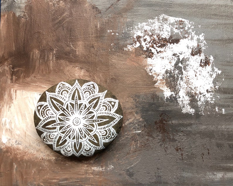 Large Hand Painted Rock: Mandala Stone for Meditaion, Bohemian Home ...