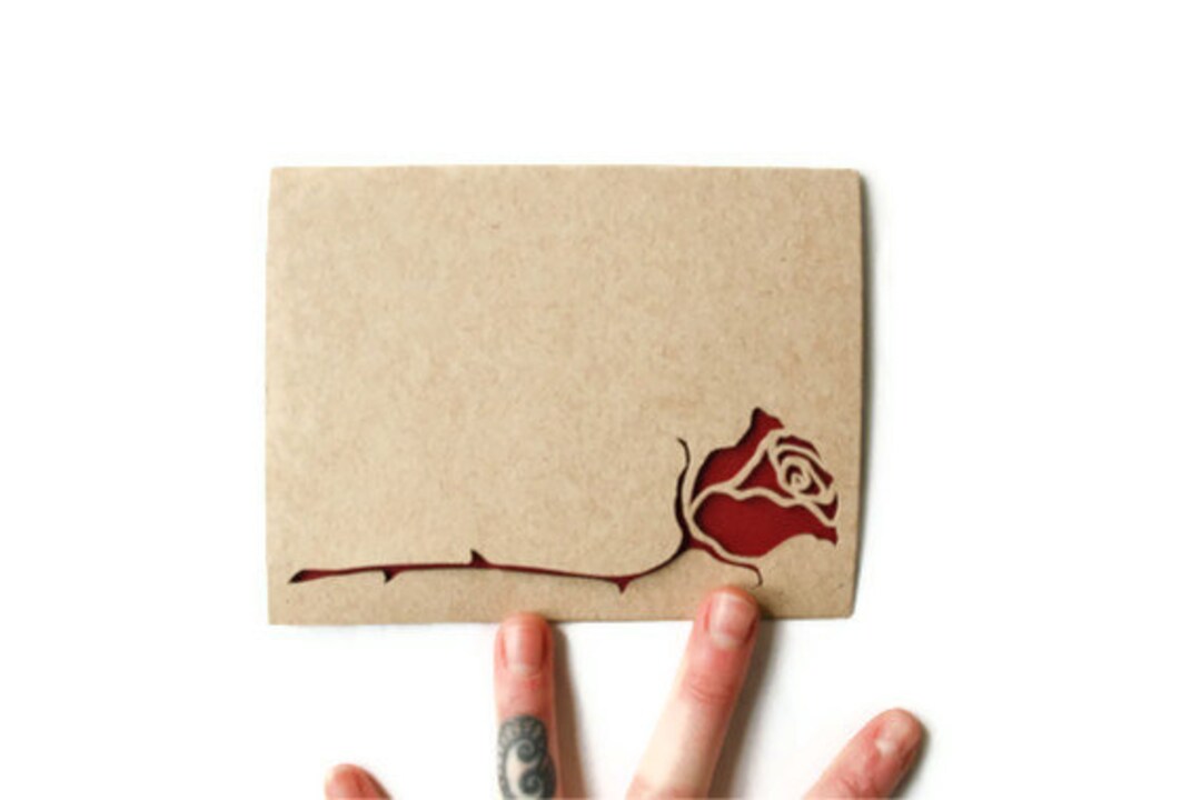 Valentine Card: Laser Cut Rosecustom Text - Etsy