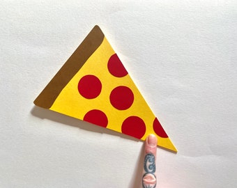 Pizza Card: Hand Cut Pizza Slice Card-Paper Art