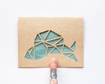 Father's Day Card: CLEARANCE Geometric Fish--custom color + message