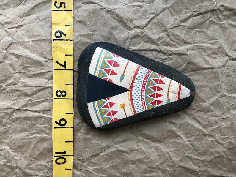 find your tribe Large Hand Painted Rock: Teepee painting nursery decor bohemian decor home decor