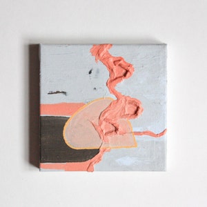 Original Painting: 6x6&quot; Acrylic and Paper on Canvas--Mixed media Original