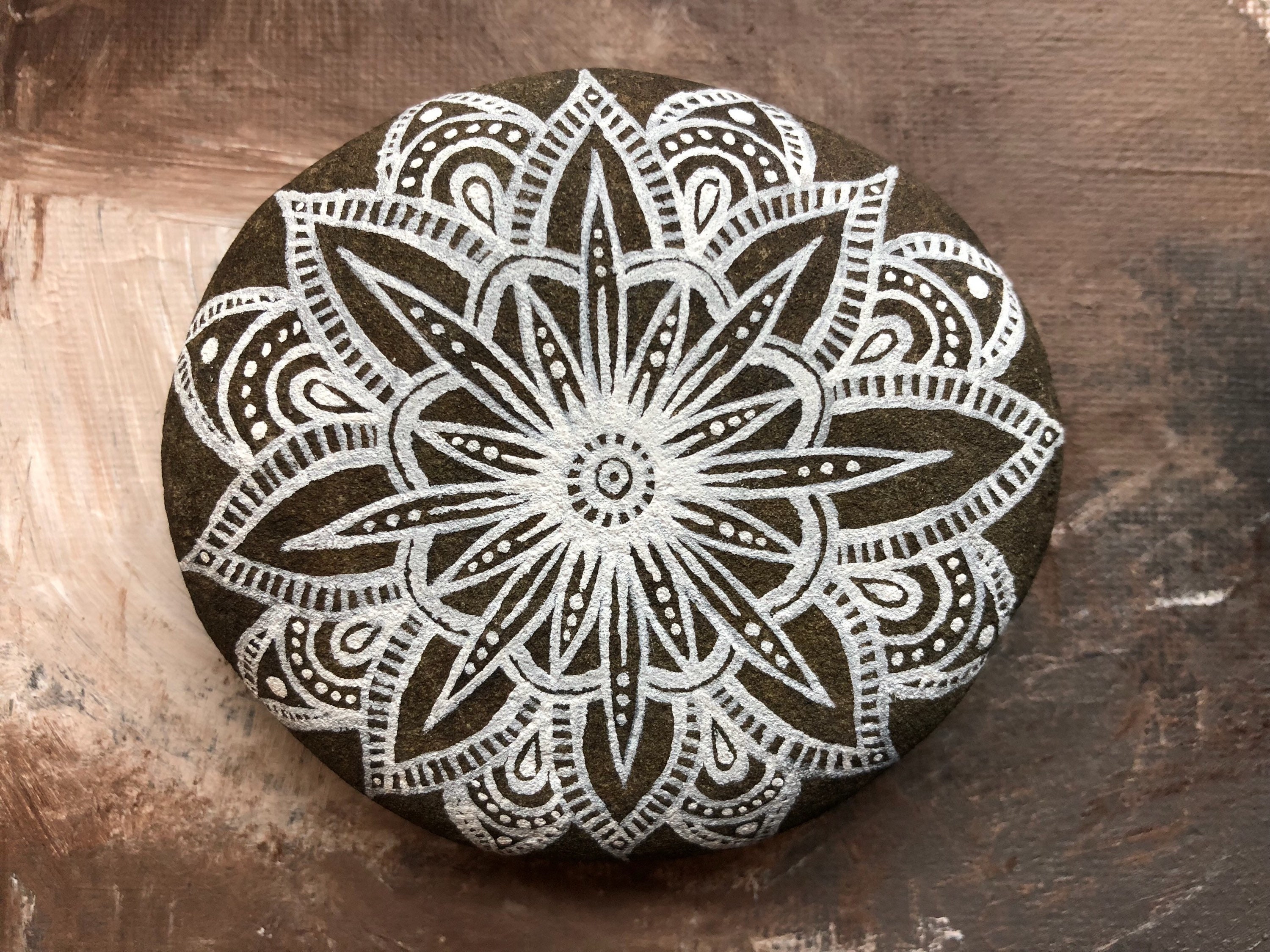 Large Hand Painted Rock: Mandala Stone for Meditaion, Bohemian Home ...