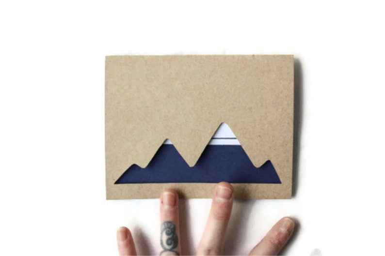 Laser Cut Card: SNOW CAP MOUNTAIN Stripescustom message image 1