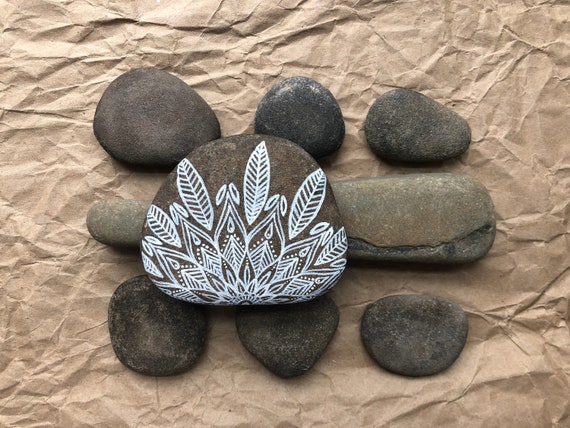 ハンドペイントロック：覗く曼荼羅--OOAK--ホームデコレーション