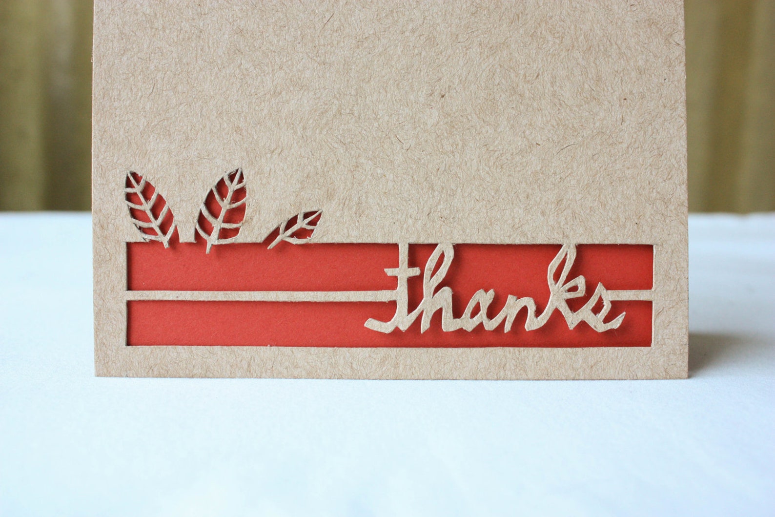 LEAVES Thank You Card Laser Cut Card Etsy