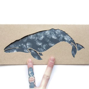 Blank Card: Grey WhaleLaser cut, sponge painted detailsnauticalsummer image 1