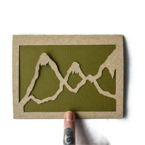 Laser Cut Blank Card: MOUNTAIN EDGING, Minimalist Contour