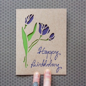 Lasergesneden kaart: Lentetulpen - Moederdag, Verjaardag, Paaskaart - Aanpasbare tekstopties