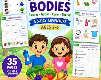 Werkboek Gezonde Lichamen voor Kleuters | Gezondheidsactiviteiten voor kinderen van 3-6 jaar (digitale download)