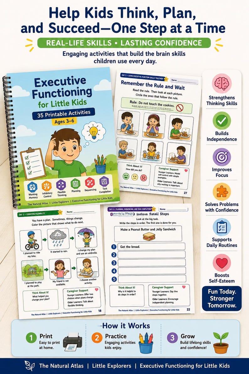 Werkboek met oefeningen voor executieve functies voor kinderen van 3-6 jaar (printbaar) afbeelding 1