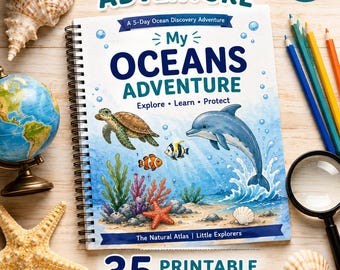 Werkboek Oceaanavontuur voor kleuters, 3-6 jaar, 35 printbare werkbladen (PDF)