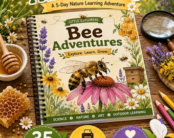Bee Adventures Preschool Workbook, Pollinator Science Unit Study (Ages 3-6 PDF)