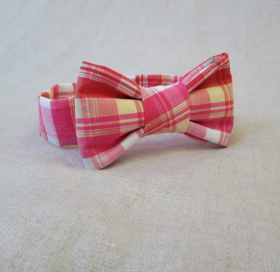 Items similar to Boys Bow Tie Bright Plaid Bow Tie Newborn Photo Prop