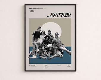 Everybody Wants Some Movie Poster, Richard Linklater Movie, Custom Movie Poster, Cult Movie Decor.